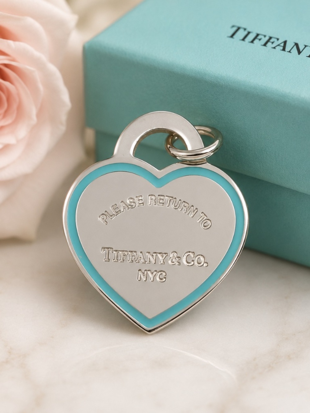 Tiffany & Co Return to Tiffany blue enamel heart charm 925 silver